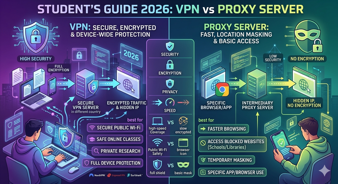 VPN vs Proxy Server for Students in 2026