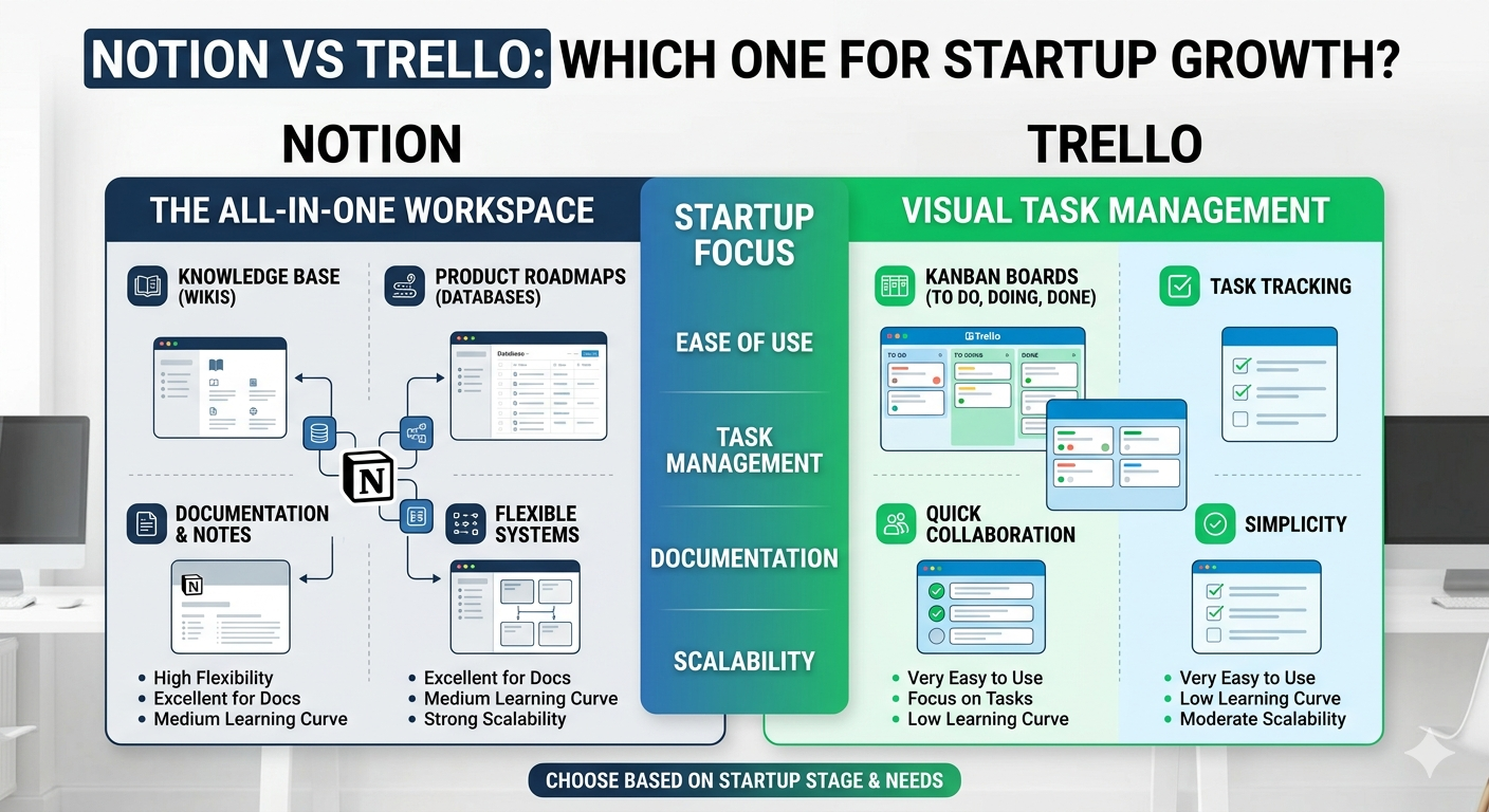 Notion vs Trello for Startups: