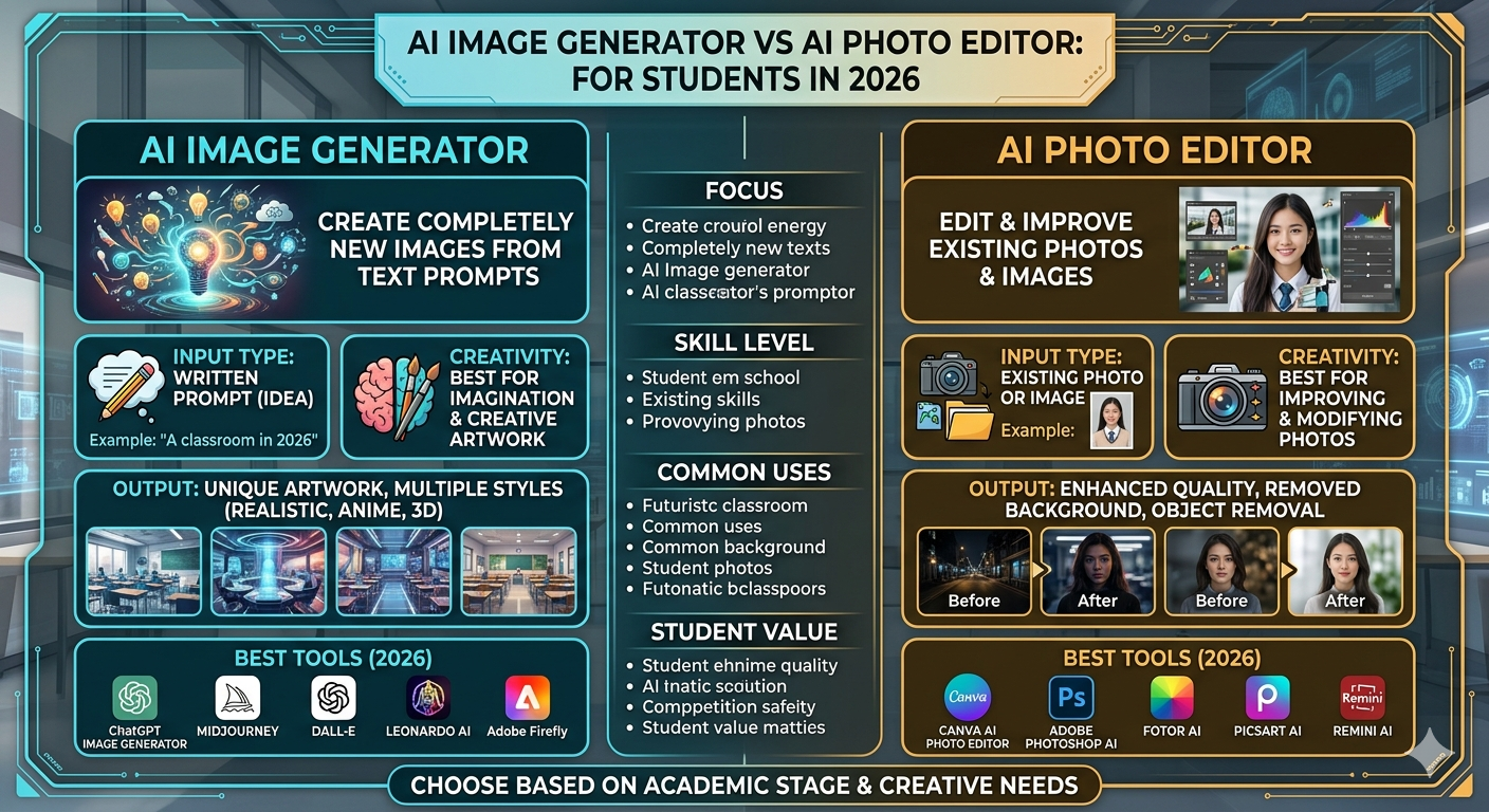 New AI Image Generator vs AI Photo Editor